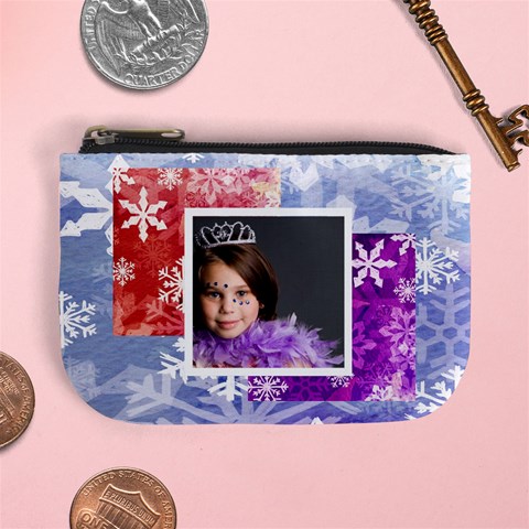 Snowflakes Holiday Mini Coin Purse By Catvinnat Front