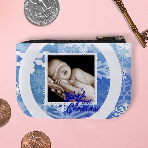Baby s First Christmas Snowflake Mini Coin Purse By Catvinnat Back