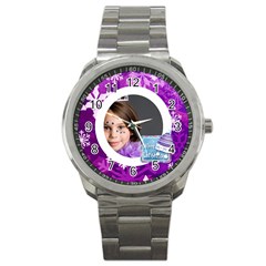 white christmas purple snowflake stainless steel watch - Sport Metal Watch