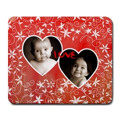 Twin hearts love valentines mousemat - Large Mousepad