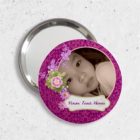 Pink Floral Compact Mirror By Happylemon Front