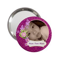 Pink Floral Compact Mirror - 2.25  Handbag Mirror