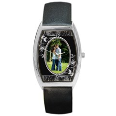 Black Flower Barrel Watch - Barrel Style Metal Watch