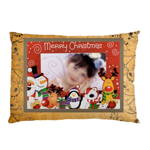 Merry Christmas Rudolf Frame Pillow Case By Catvinnat 26.62 x18.9  Pillow Case