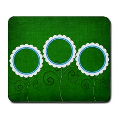 Green Flowers - Large Mousepad