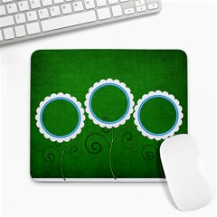 Green Flowers - Large Mousepad