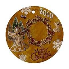 Angel Merry Chistmas gold 2023 ornament round - Ornament (Round)