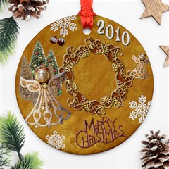 Angel Merry Chistmas gold 2023 ornament round - Ornament (Round)