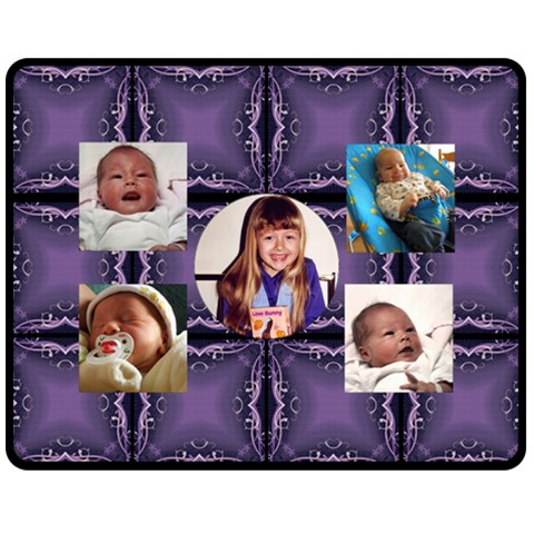 Purple And Black Brag Medium Fleece Blanket By Lil 60 x50  Blanket Front
