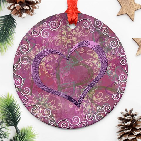 Love I Heart You Purple 3 Ornament Round By Ellan Front