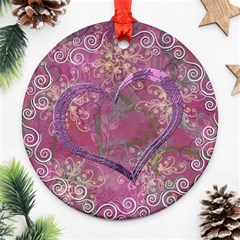 Love I Heart You purple 3 ornament round - Ornament (Round)