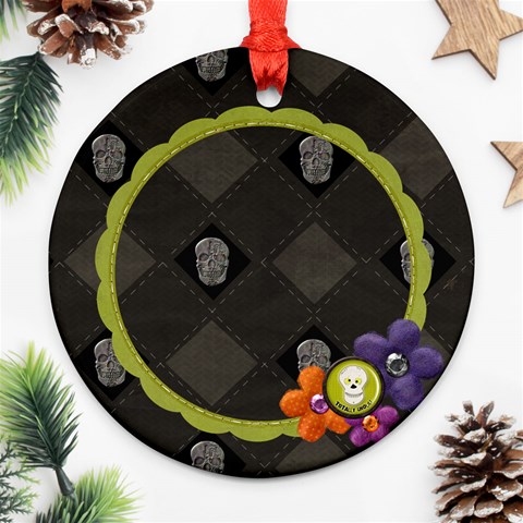 Scrapdzines  Totally Ghoul Halloween Photo Ornament By Denise Zavagno Front