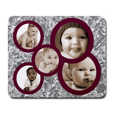 Grandbabies Grey Floral Mousemat By Catvinnat Front