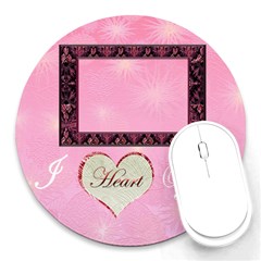 I Heart you love9 round mousepad