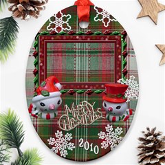 Snowman Merry Christmas oval Christmas Ornament - Ornament (Oval)