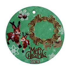 Reindeer Sleigh Merry Christmas 2010 ornament 30 ornament round - Ornament (Round)
