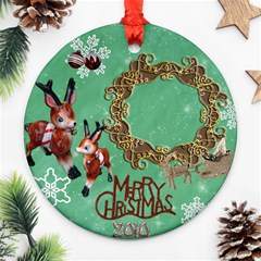 Reindeer Sleigh Merry Christmas 2023 ornament 30 ornament round - Ornament (Round)