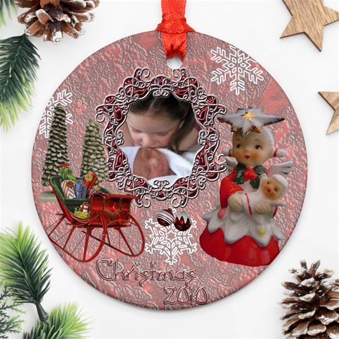 Angel W Baby Pink 2024 30 Ornament Round By Ellan Front