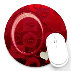 I Heart you love round mousepad