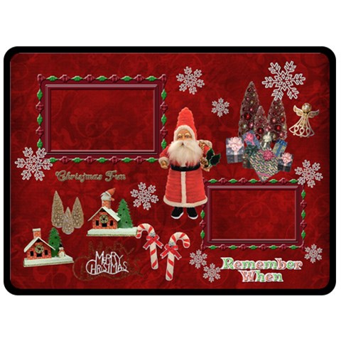 Vintage Christmas Santa Old Fashioned Fleece Blanket By Ellan 80 x60  Blanket Front