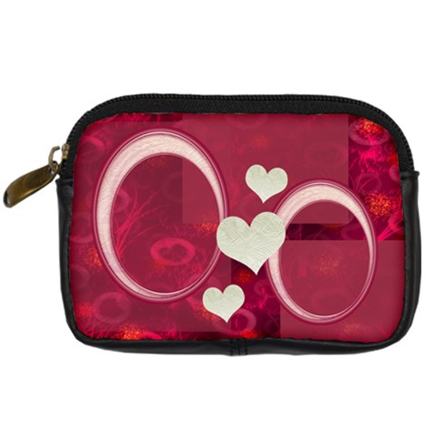 I Heart You Pink Leather Camera Case By Ellan Front