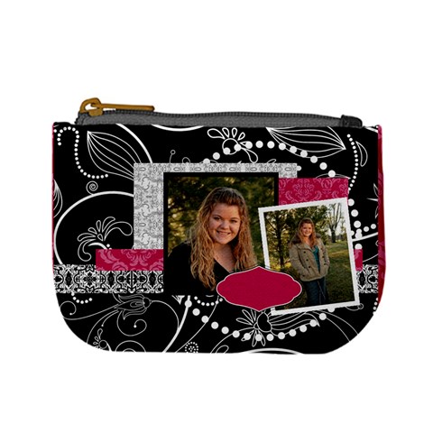 Pink, Black, & White Mini Coin Purse By Klh Front