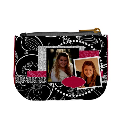 Pink, Black, & White Mini Coin Purse By Klh Back