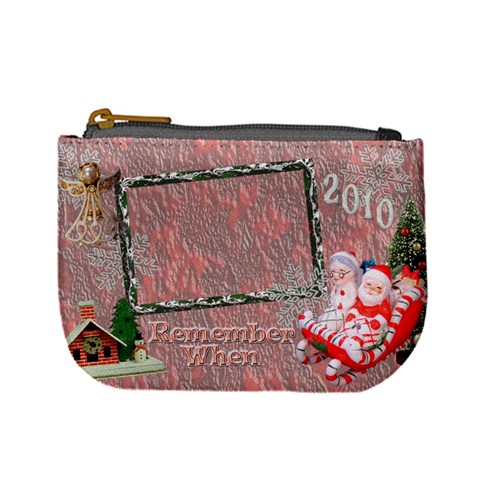 Stocking Stuffer Remember When Santa Sleigh Pink Merry Christmas Mini Coin Purse By Ellan Front
