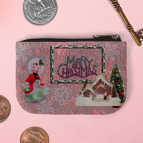 Stocking Stuffer Remember When Santa Sleigh Pink Merry Christmas Mini Coin Purse By Ellan Back
