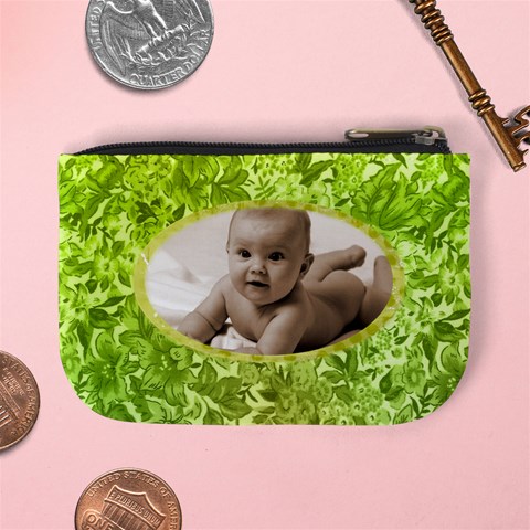 Green Floral Love Mini Coin Purse B By Catvinnat Back