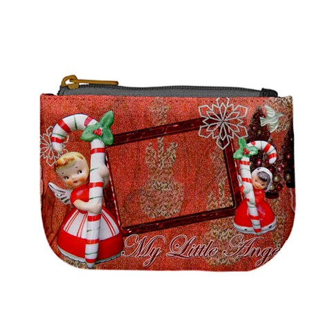 Stocking Stuffer Candy Cane My Little Angels Blonde Merry Christmas Mini Coin Purse By Ellan Front