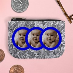 triplets blue frame grey floral mini coin purse