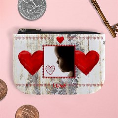 love hearts weathered floral wood mini coin purse mini coin purse