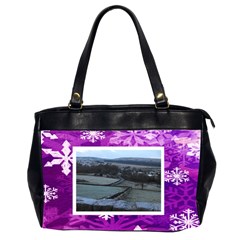 Purple snowflakes oversized office handbag 3......... - Oversize Office Handbag (2 Sides)
