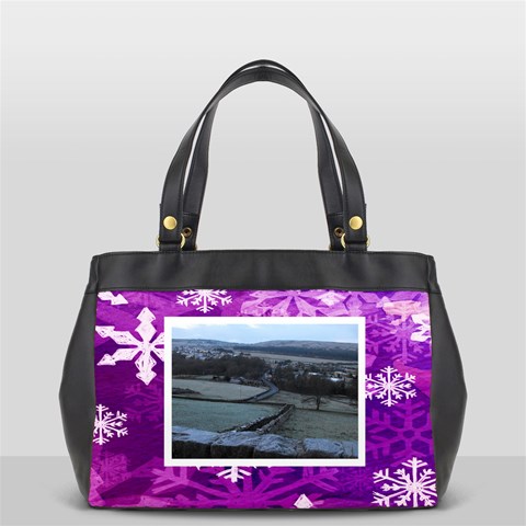 Purple Snowflakes Oversized Office Handbag 3          By Catvinnat Back