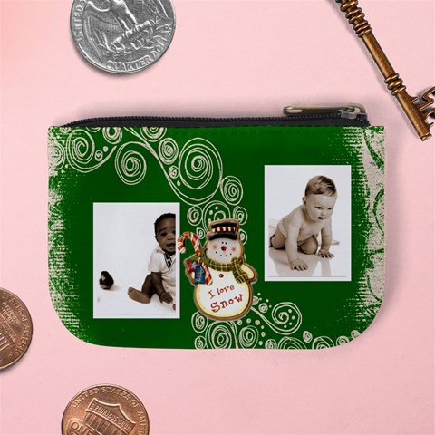 Snowman Joy Green Swirls Mini Purse By Catvinnat Back