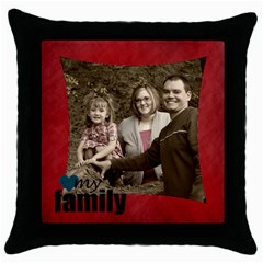 Love my family pillow red - Throw Pillow Case (Black)