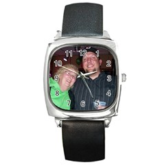 chris and paula - Square Metal Watch