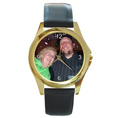 chris and paula - Round Gold Metal Watch