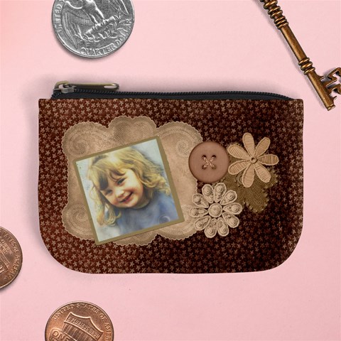 Brown Floral Coin Purse By Lillyskite Front