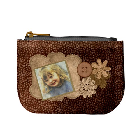 Brown Floral Coin Purse By Lillyskite Front