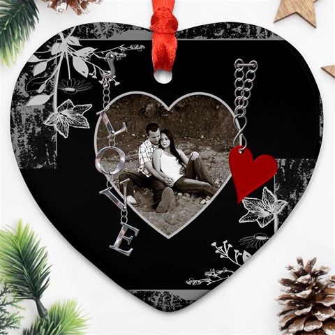 Black Floral Love Heart Ornament By Lil Front
