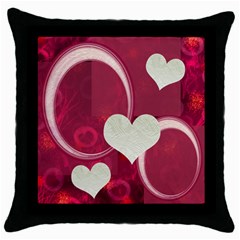 I Heart You 22 Pink Throw Pillow Case 18 inch - Throw Pillow Case (Black)
