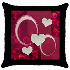 I Heart You 22 Pink Throw Pillow Case 18 inch - Throw Pillow Case (Black)