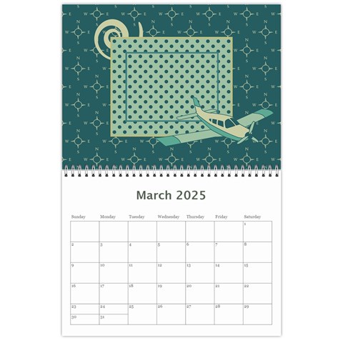 2025 Airplane 12 Month Calendar By Klh Mar 2025