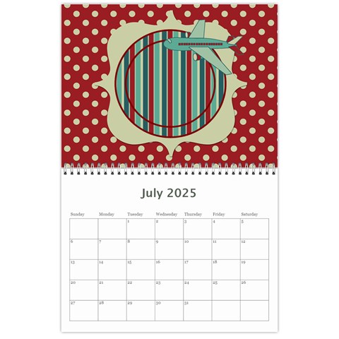 2025 Airplane 12 Month Calendar By Klh Jul 2025