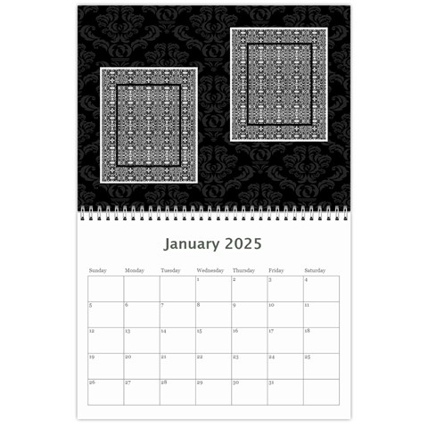2025 Black & White 12 Month Calendar By Klh Jan 2025