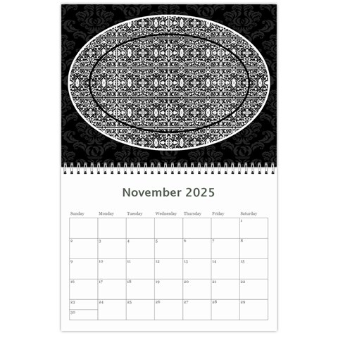 2025 Black & White 12 Month Calendar By Klh Nov 2025