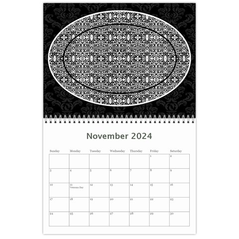 2024 Black & White 12 Month Calendar By Klh Nov 2024