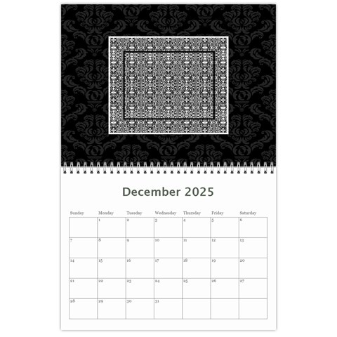 2025 Black & White 12 Month Calendar By Klh Dec 2025